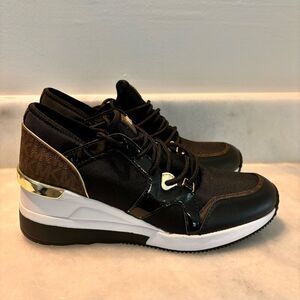MICHAEL Michael Kors MK Liv Trainer Signature Logo Sneakers Shoes Black Size 7.5